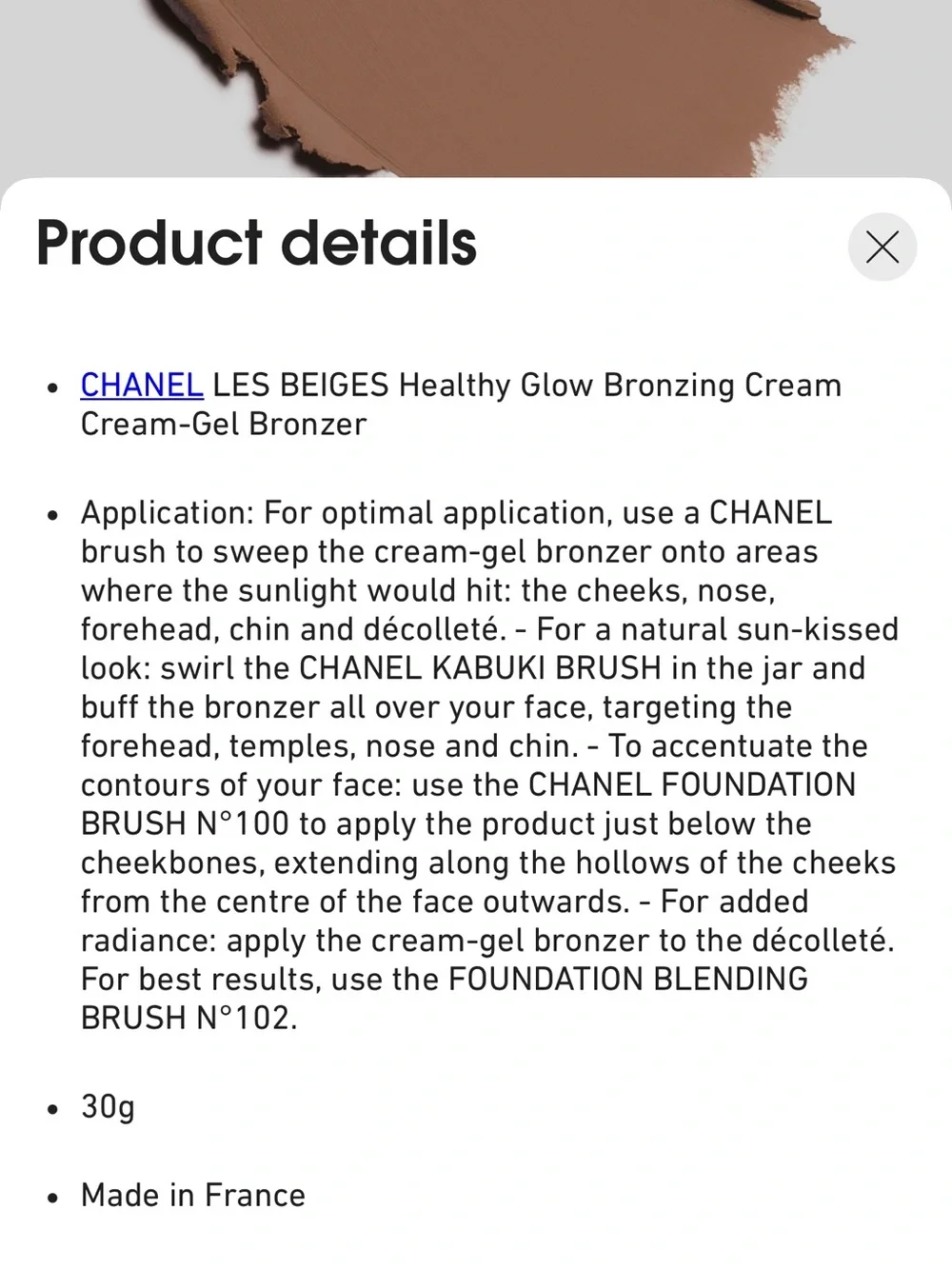 CHANEL Les Beiges Healthy Glow Bronzing Cream-Gel Bronzer